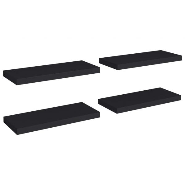 Schweberegale 4 Stk. Schwarz 60x23,5x3,8cm MDF