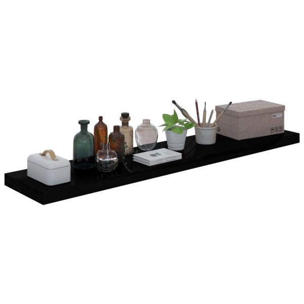 Schweberegale 2 Stk. Hochglanz-Schwarz 120x23,5x3,8 cm MDF