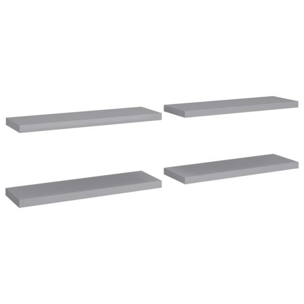 Schweberegale 4 Stk. Grau 80x23,5x3,8 cm MDF