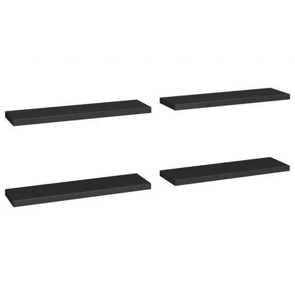 Schweberegale 4 Stk. Schwarz 90x23,5x3,8 cm MDF