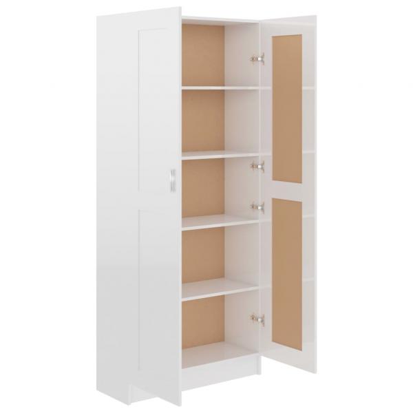 Bücherschrank Hochglanz-Weiß 82,5x30,5x185,5 cm Holzwerkstoff