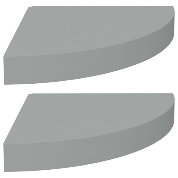 Eck-Schweberegale 2 Stk. Grau 25x25x3,8 cm MDF