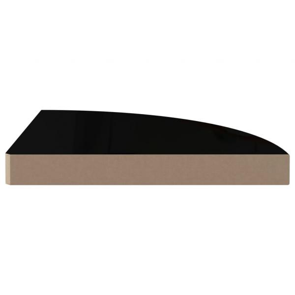 Eck-Schweberegale 2 Stk. Hochglanz-Schwarz 35x35x3,8 cm MDF