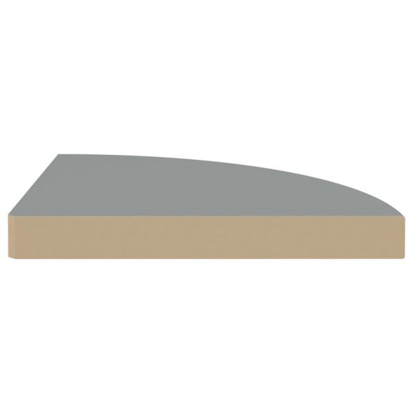 Eck-Schweberegale 2 Stk. Grau 35x35x3,8 cm MDF