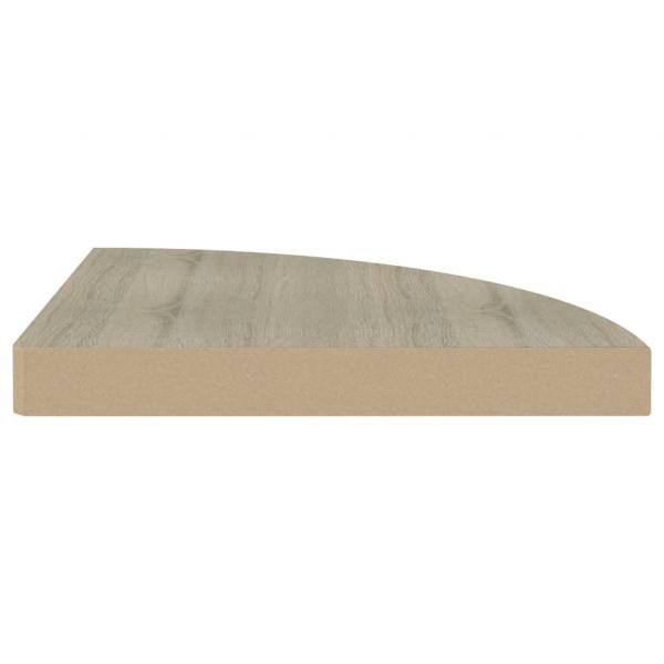 Eck-Schweberegale 2 Stk. Eichen-Optik 35x35x3,8 cm MDF