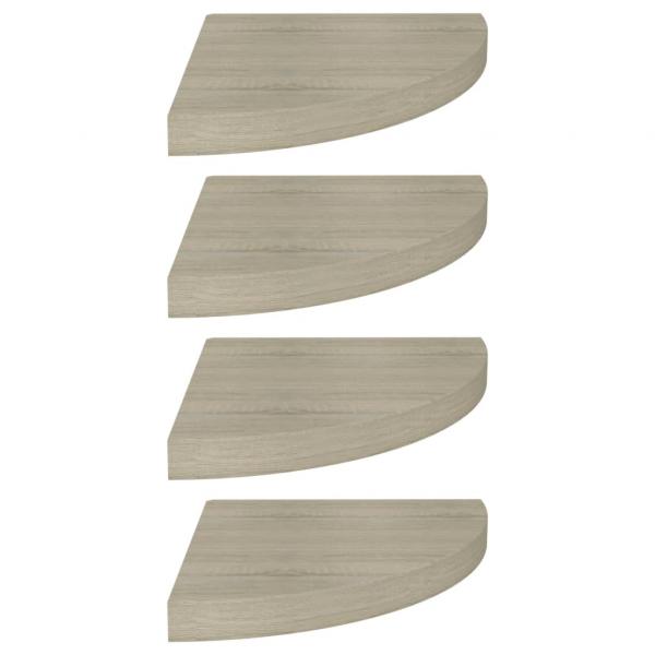 Eck-Schweberegale 4 Stk. Eichen-Optik 35x35x3,8 cm MDF