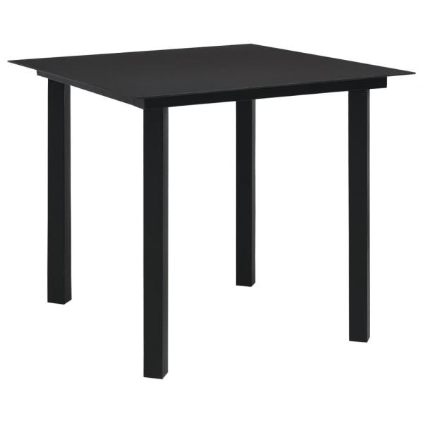 ARDEBO.de - Garten-Esstisch Schwarz 80x80x74 cm Stahl und Glas