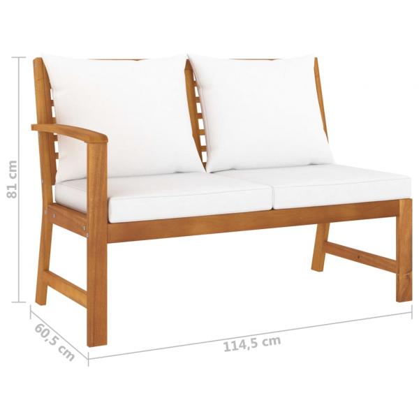 4-tlg. Garten-Lounge-Set mit Auflagen Creme Massivholz Akazie