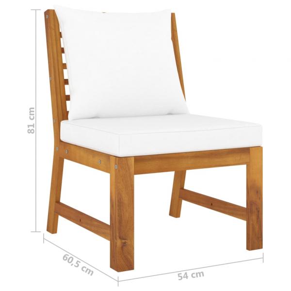 4-tlg. Garten-Lounge-Set mit Auflagen Creme Massivholz Akazie