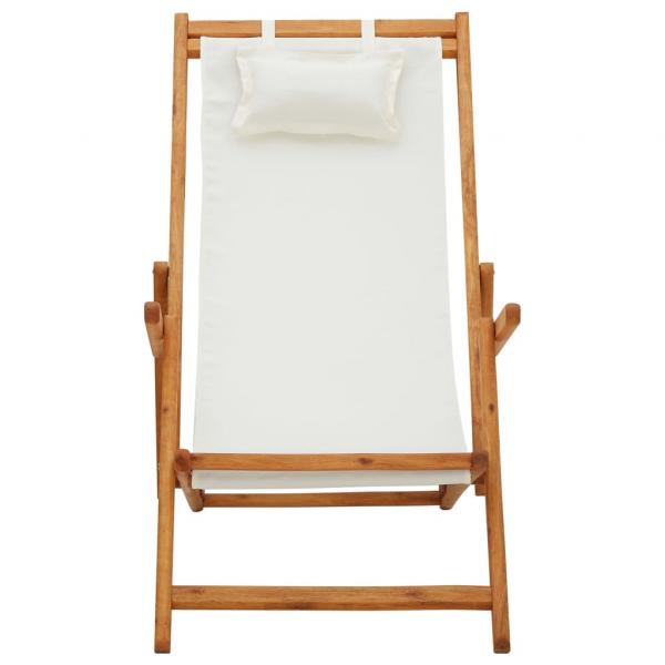 Klappbarer Strandstuhl Eukalyptus Massivholz und Stoff Creme