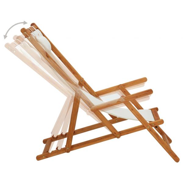 Klappbarer Strandstuhl Eukalyptus Massivholz und Stoff Creme