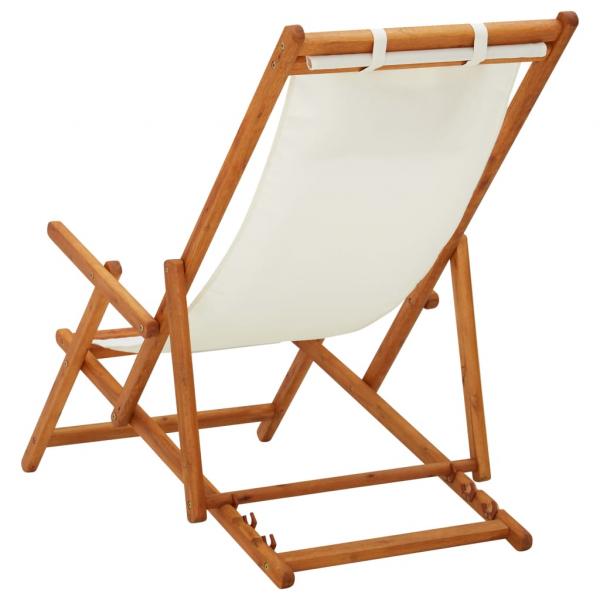 Klappbarer Strandstuhl Eukalyptus Massivholz und Stoff Creme