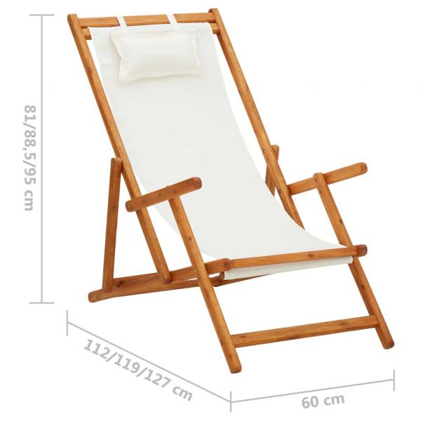 Klappbarer Strandstuhl Eukalyptus Massivholz und Stoff Creme