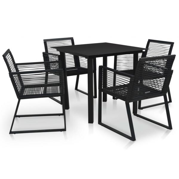 ARDEBO.de - 5-tlg. Garten-Essgruppe PVC Rattan Schwarz