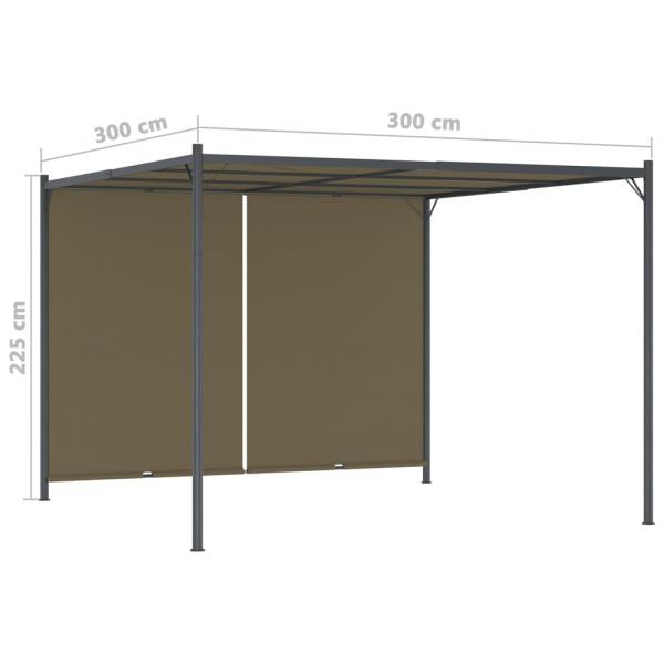 Gartenpergola mit Ausziehbarem Dach 3x3 m Taupe 180 g/m²