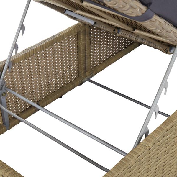 Sonnenliege Poly Rattan Braun und Dunkelgrau