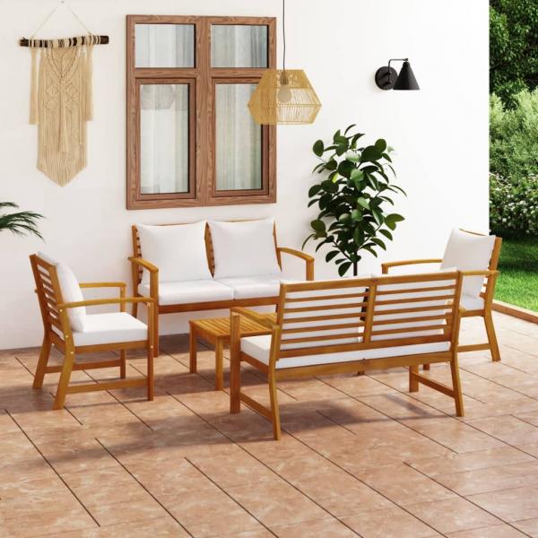 ARDEBO.de - 5-tlg. Garten-Lounge-Set mit Auflagen Massivholz Akazie