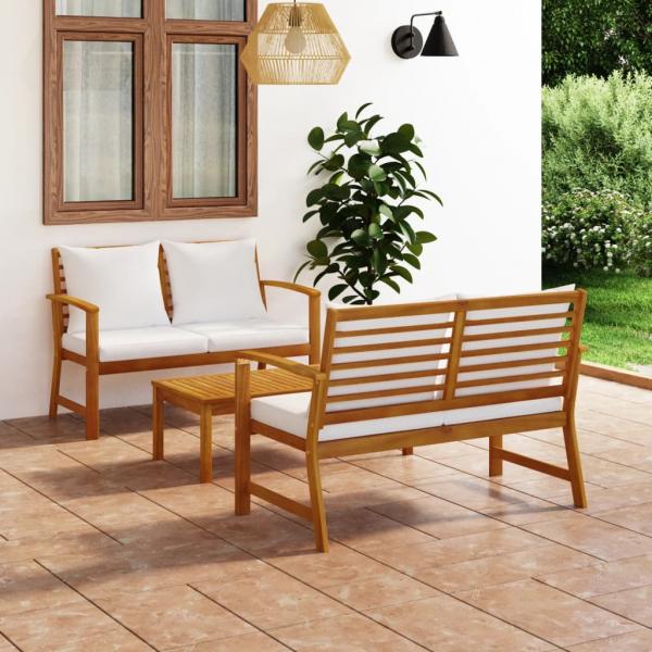 ARDEBO.de - 3-tlg. Garten-Lounge-Set mit Auflagen Massivholz Akazie