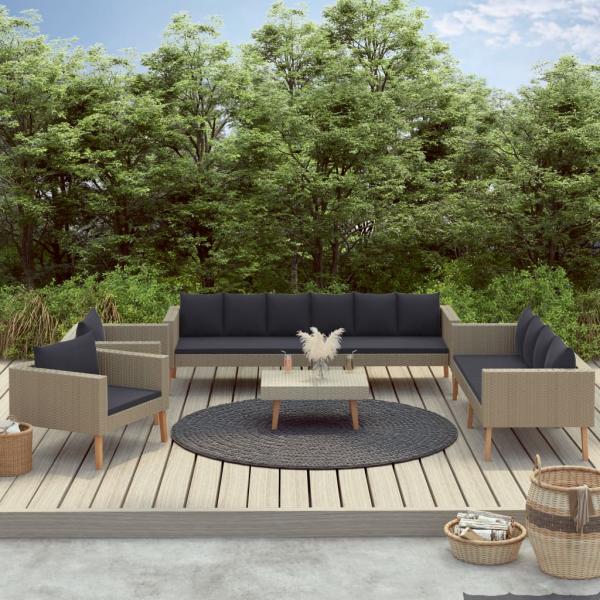 ARDEBO.de - 5-tlg. Garten-Lounge-Set mit Auflagen Poly Rattan Beige