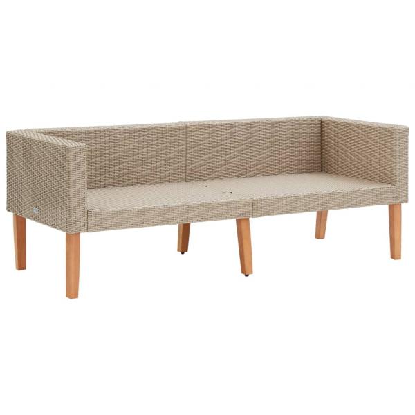 4-tlg. Garten-Lounge-Set mit Auflagen Poly Rattan Beige