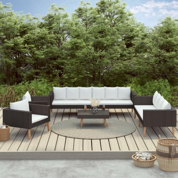 ARDEBO.de - 5-tlg. Garten-Lounge-Set mit Auflagen Poly Rattan Schwarz