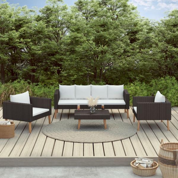 ARDEBO.de - 4-tlg. Garten-Lounge-Set mit Auflagen Poly Rattan Schwarz