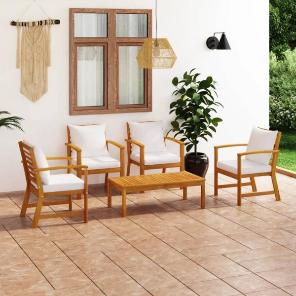 ARDEBO.de - 5-tlg. Garten-Lounge-Set mit Auflagen Massivholz Akazie