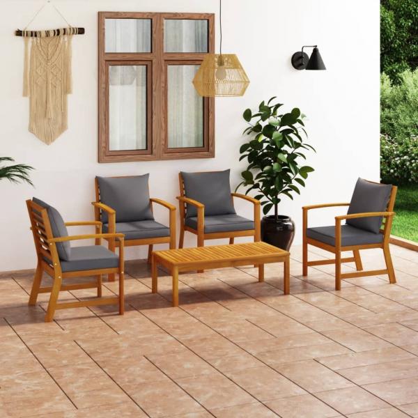 ARDEBO.de - 5-tlg. Garten-Lounge-Set mit Auflagen Massivholz Akazie