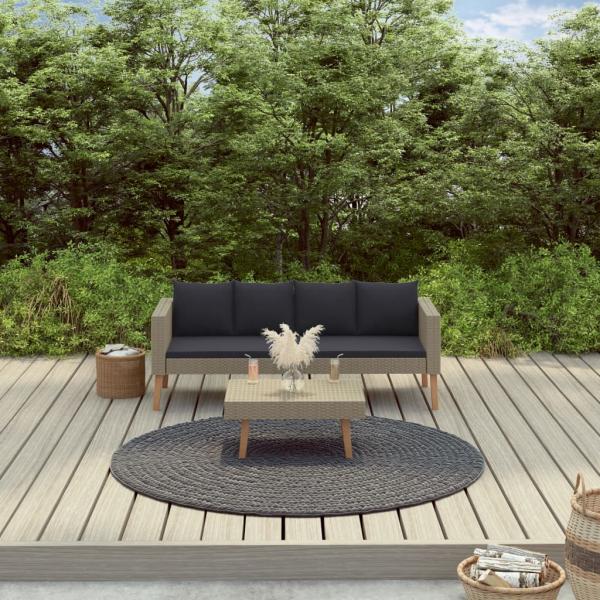 ARDEBO.de - 2-tlg. Garten-Lounge-Set mit Auflagen Poly Rattan Beige