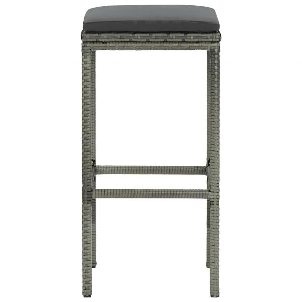 Barhocker mit Kissen 6 Stk. Grau Poly Rattan