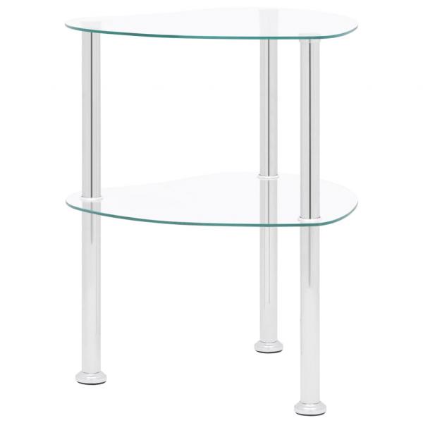 ARDEBO.de - Beistelltisch mit 2 Ablagen Transparent 38x38x50 cm Hartglas