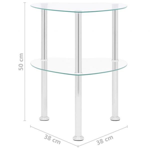 Beistelltisch mit 2 Ablagen Transparent 38x38x50 cm Hartglas