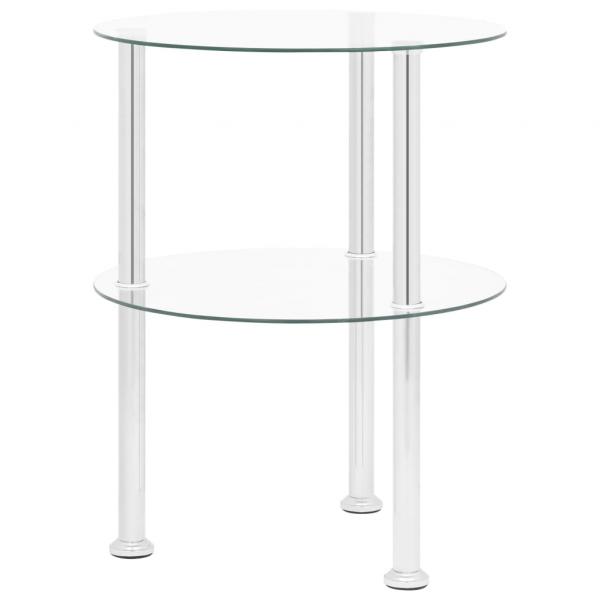 ARDEBO.de - Beistelltisch mit 2 Ablagen Transparent 38 cm Hartglas