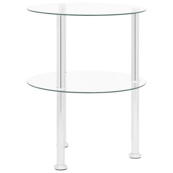 Beistelltisch mit 2 Ablagen Transparent 38 cm Hartglas