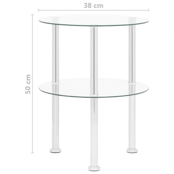 Beistelltisch mit 2 Ablagen Transparent 38 cm Hartglas