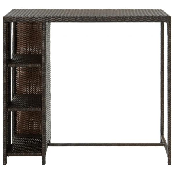 Bartisch mit Regal Braun 120x60x110 cm Poly Rattan  