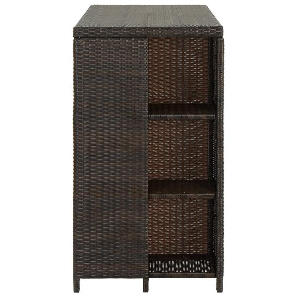 Bartisch mit Regal Braun 120x60x110 cm Poly Rattan  