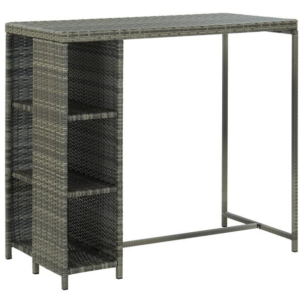 ARDEBO.de - Bartisch mit Regal Grau 120x60x110 cm Poly Rattan  