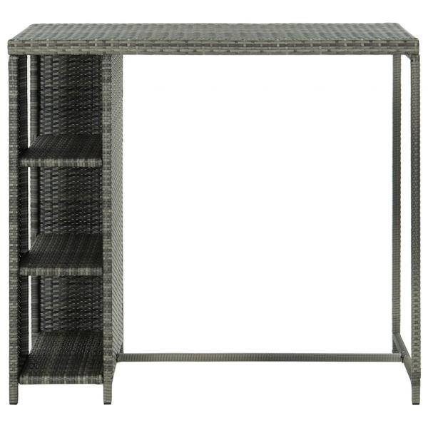 Bartisch mit Regal Grau 120x60x110 cm Poly Rattan  