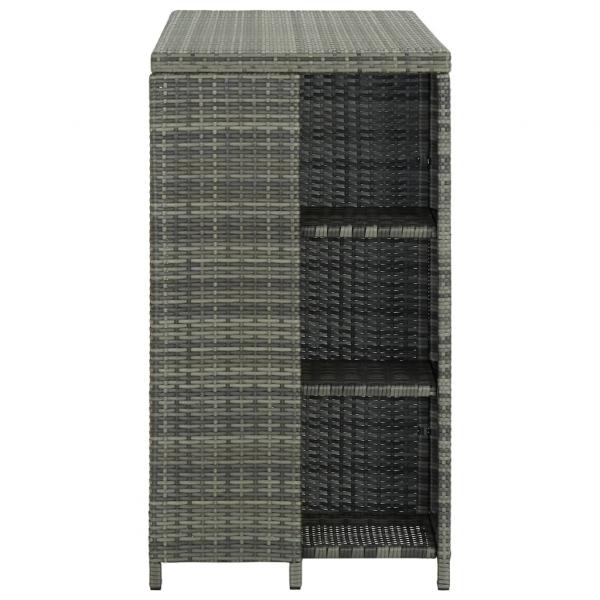 Bartisch mit Regal Grau 120x60x110 cm Poly Rattan  