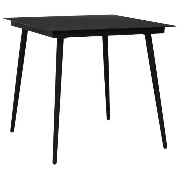 ARDEBO.de - Garten-Esstisch Schwarz 80x80x74 cm Stahl und Glas