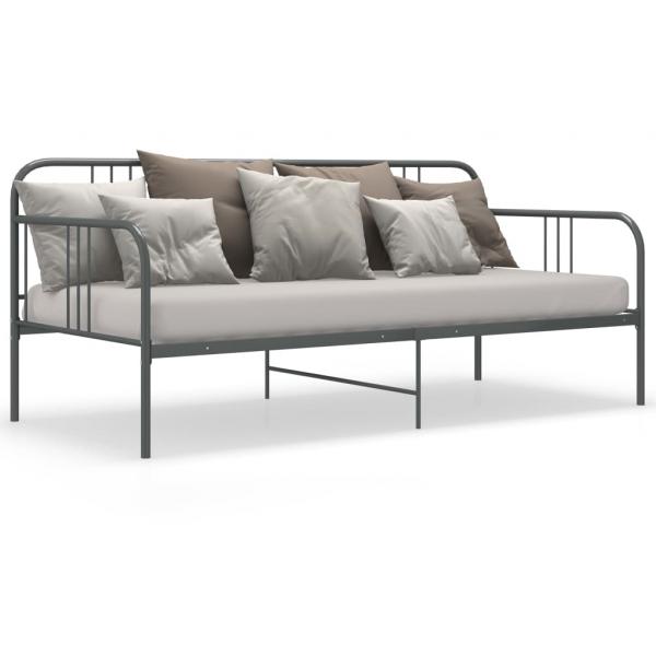 Schlafsofa Bettgestell Grau Metall 90x200 cm