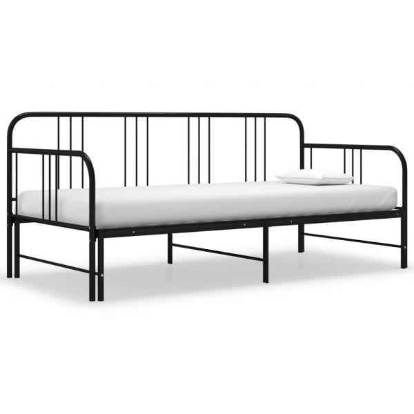 ARDEBO.de - Tagesbett Ausziehbar Schwarz Metall 90x200 cm