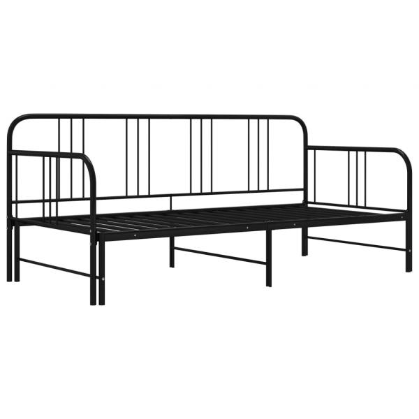 Tagesbett Ausziehbar Schwarz Metall 90x200 cm