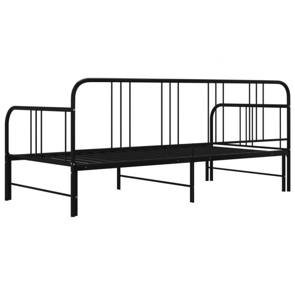 Tagesbett Ausziehbar Schwarz Metall 90x200 cm