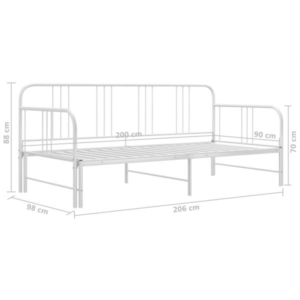 Ausziehsofa Bettgestell Weiß Metall 90x200 cm