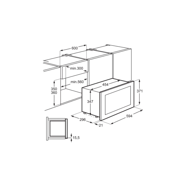 AEG MBB1756SEM Einbau-Mikrowelle, 60cm breit, 17L, LED, Touch-Display, Kindersicherung, Auftaufunktion, schwarz