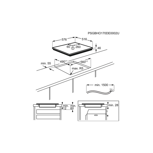 AEG IKS6447CXB Autarkes Induktionskochfeld, Glaskeramik, 60cm breit, OptiFit Frame, Power-Funktion, Öko-Timer, schwarz