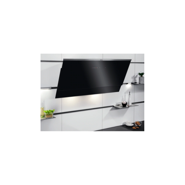 AEG DVE5971HG EEK:A Kopffreihaube, 90 cm breit, 700 m³/h, Hob²Hood-Funktion, SilenceTech, 3 Leistungsstufen + 1 Intensivstufe, Edelstahl/Schwarz