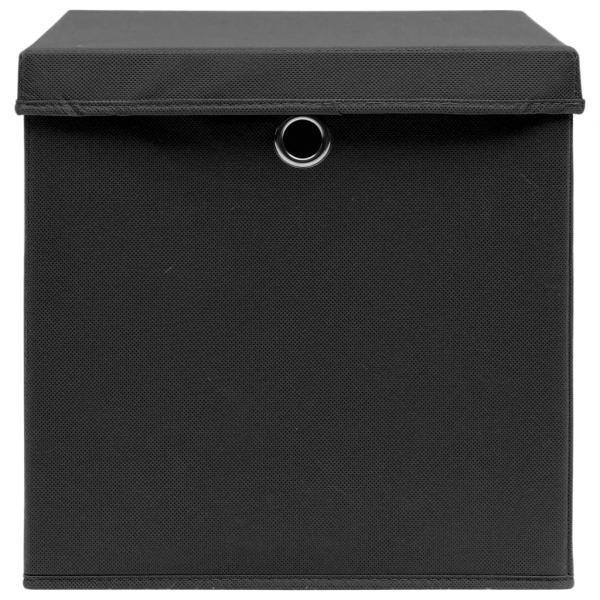 Aufbewahrungsboxen mit Deckeln 10 Stk. 28x28x28 cm Schwarz